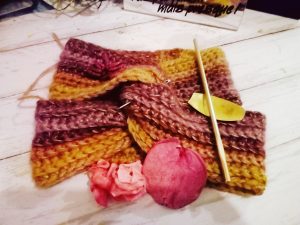 Bandeau turban violet jaune crochet